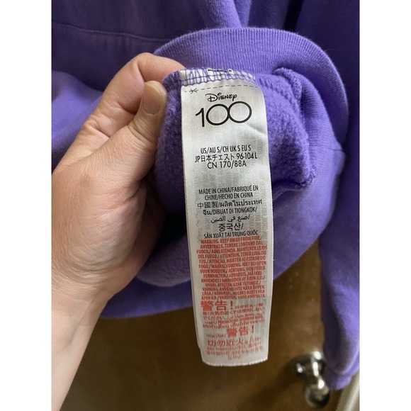 Disneyland 100 Years Of Wonder Purple Embroidered Hoodie Size S Mickey Mouse - Picture 14 of 16
